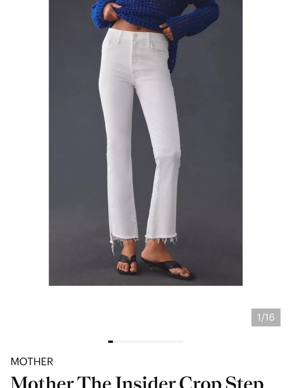 MOTHER Insider Step Fray High-Rise Ankle Crop Jeans SZ 27 WHITE